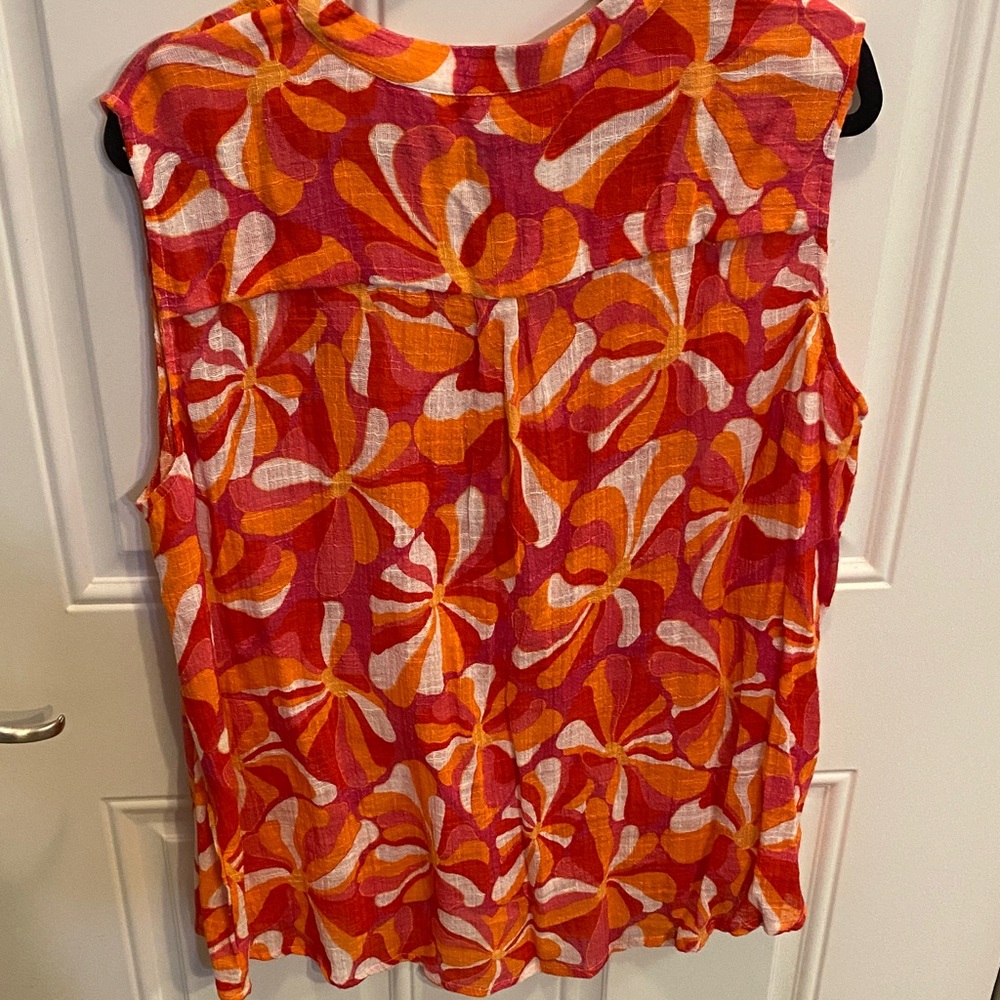 CHARLIE B Vibrant Orange, Pink and White Floral Top - Picture 2 of 4
